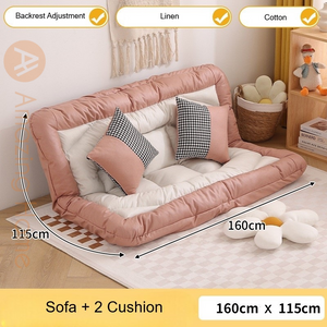 Solace Convertible Futon Lazy Sofa Bed With Cushion 160x115cm