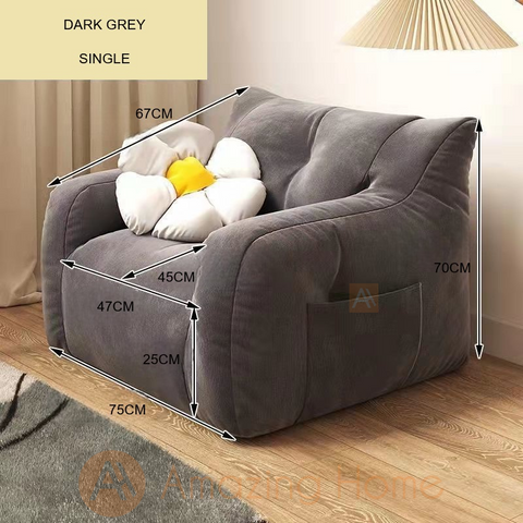 Hugga Lazy Sofa Tatami Chair Single Seater Dark Grey