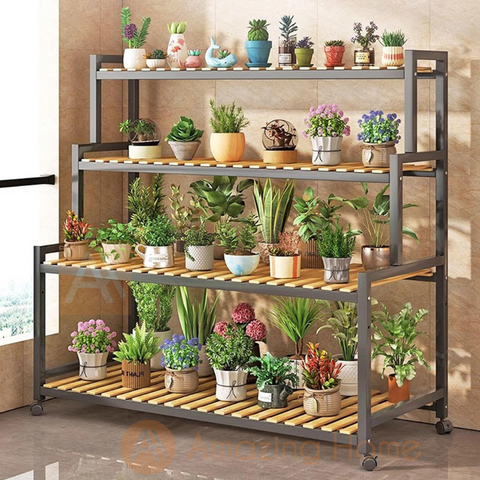 Sonje Rolling Plant Stand Flower Shelf Rack 140cm