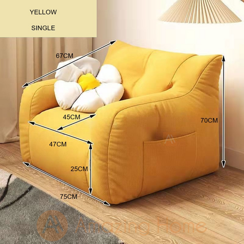 Hugga Lazy Sofa Tatami Chair Single Seater Yellow