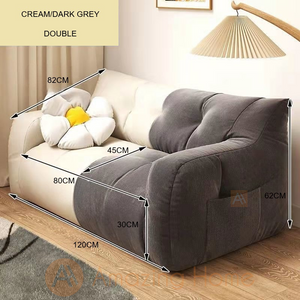 Hugga Lazy Sofa Tatami Chair Double Seater Cream/Dark Grey