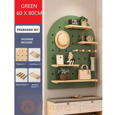 Frodi Pegboard Hole Board Wall Display Shelf Rack Organizer Set Green 60x80cm