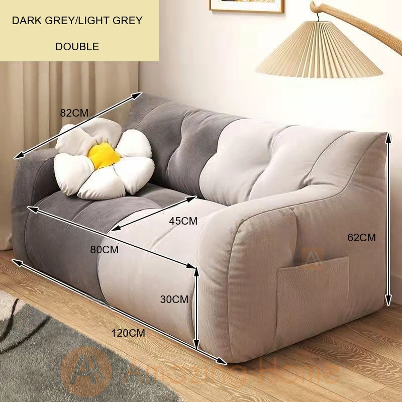 Hugga Lazy Sofa Tatami Chair Double Seater Dark Grey/Light Grey