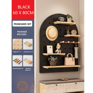 Frodi Pegboard Hole Board Wall Display Shelf Rack Organizer Set Black 60x80cm