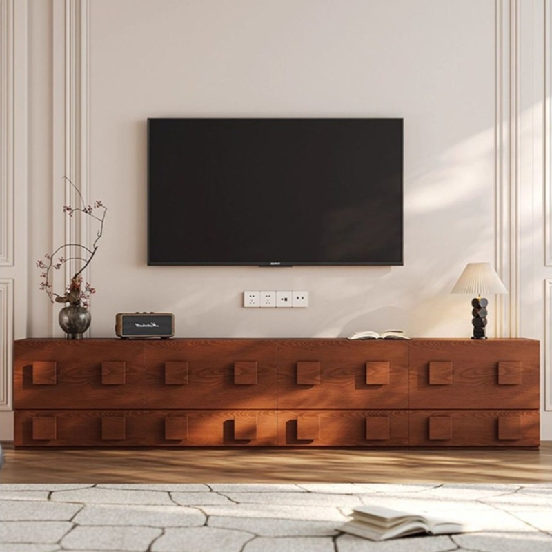 Alaric 220cm Solid Wood TV Cabinet TV Console Modular Cabinet Stackabl ...