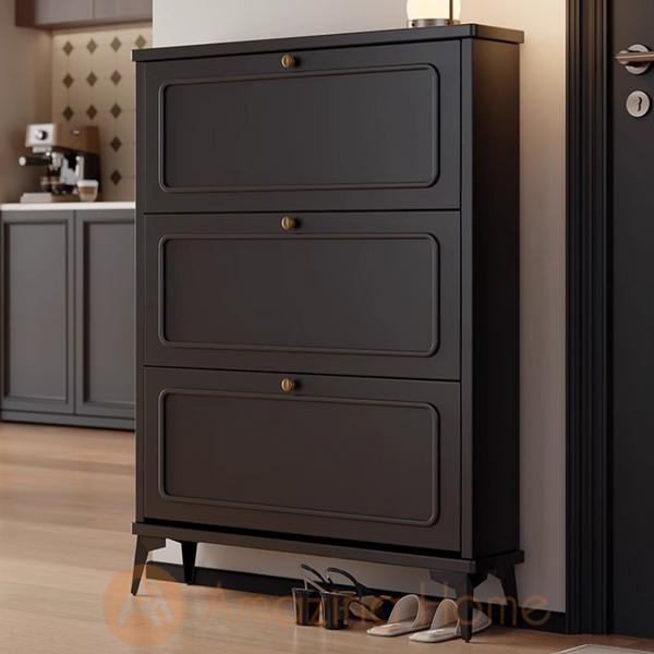 Magni 80cm Solid Wood Shoe Cabinet Storage With 3 Flip Drawers