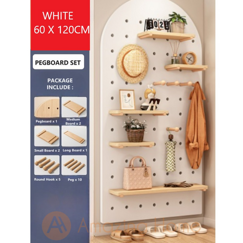 Frodi Pegboard Hole Board Wall Display Shelf Rack Organizer Set White 60x120cm
