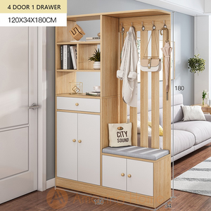 Edison 4 Door 1 Drawer Entrance Cabinet Left Hall Divider Partition