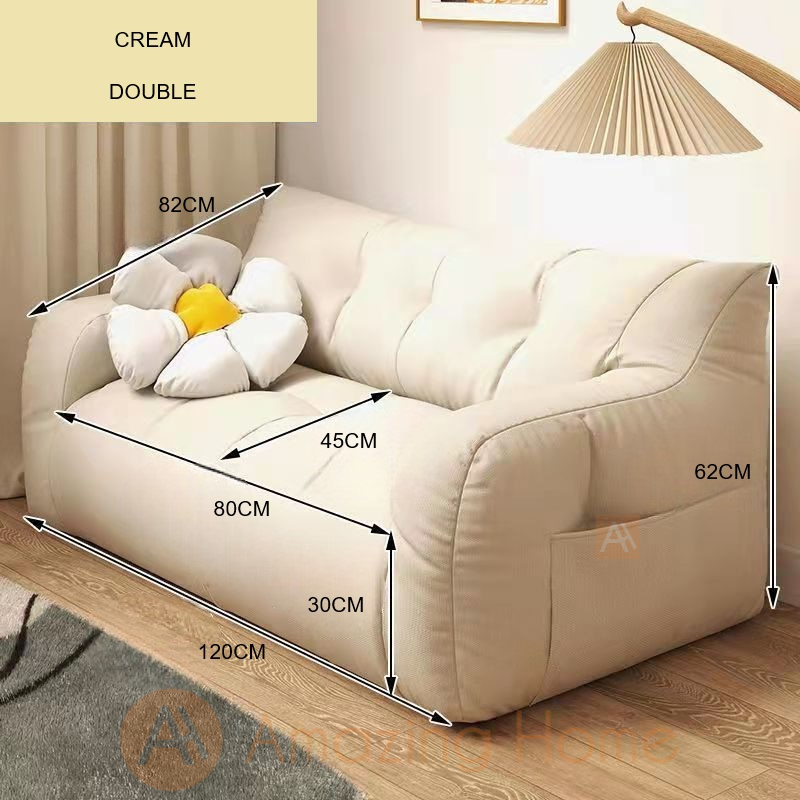 Hugga Lazy Sofa Tatami Chair Double Seater Cream – AmazingHome.my