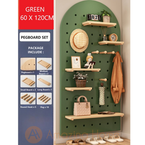 Frodi Pegboard Hole Board Wall Display Shelf Rack Organizer Set Green 60x120cm