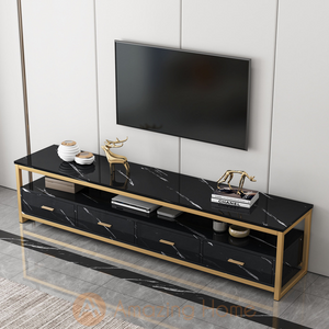 Walker TV Cabinet Console Marble Black