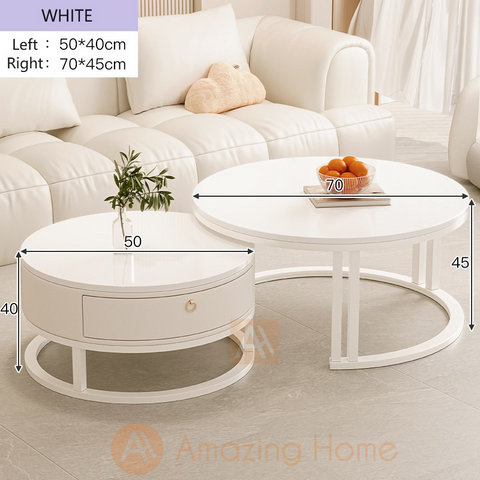 Walker Sintered Stone Nesting Coffee Table Set With Storage White