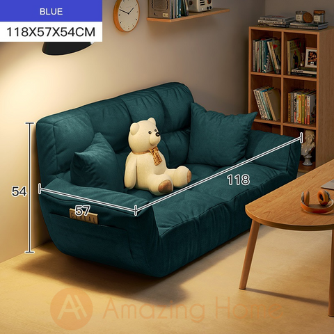 Davin 2 Seater Adjustable Lazy Sofa Armrest Chair Sofa Bed Blue