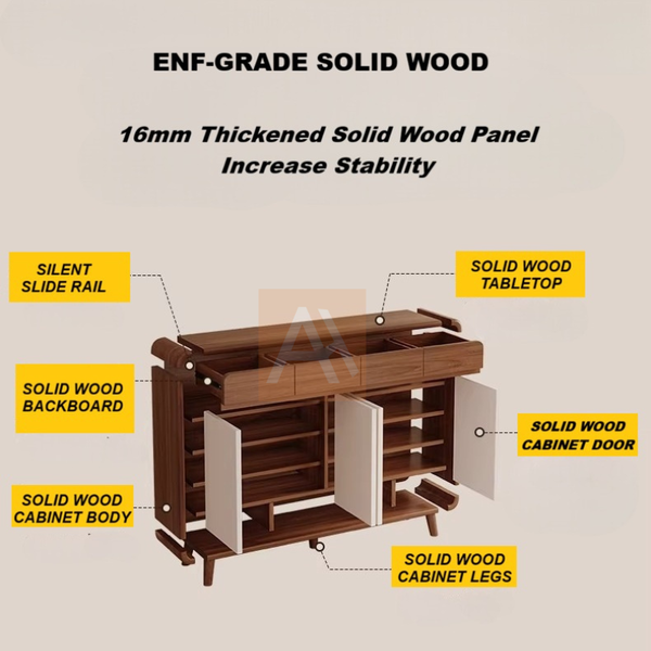 Odert 120x35cm Solid Wood Shoe Cabinet Storage Thickened Ecological Board