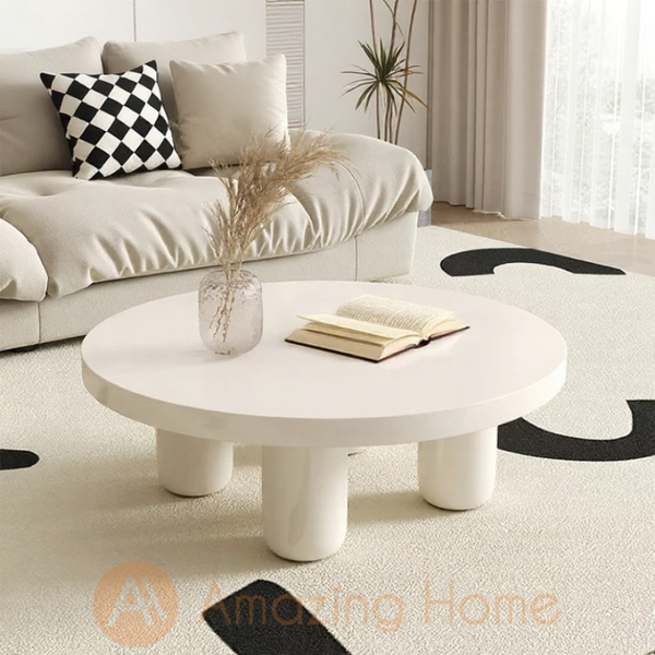 Liv 80cm round coffee table in white for living room and bedroom