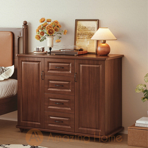 Aksel 100cm Storage Chest Cabinet 2 Door 4 Drawer Wall Closet Wood Dresser