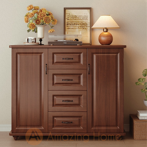 Aksel 120cm Storage Chest Cabinet 2 Door 4 Drawer Wall Closet Wood Dresser