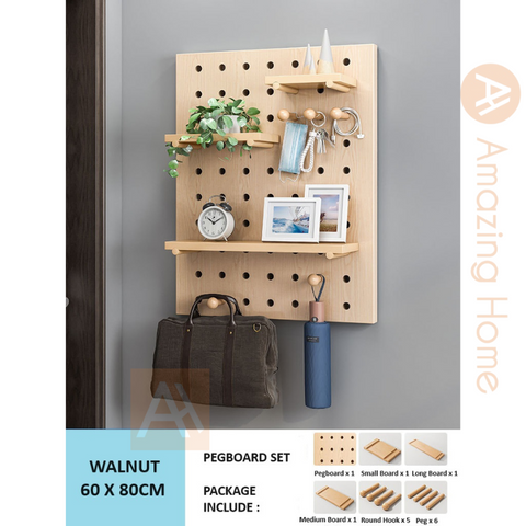 Frodi 60x80cm Wooden Pegboard Hole Board Wall Display Shelf Rack Organizer Storage Kit