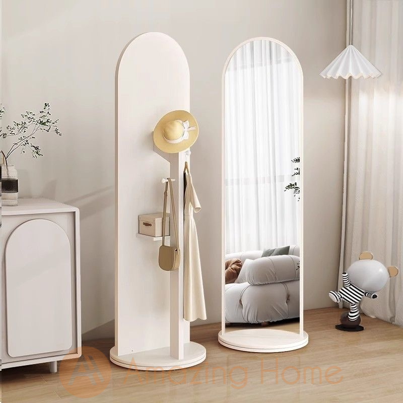 Vera 360-Degree Rotation Full Length Mirror 3-in-1 Floor Standing Mirror With Coat Rack And Partition Storage