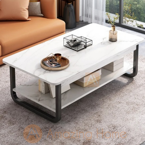 Walker Two Layer Rectangular White Coffee Table