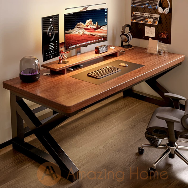 Aner 140cm office desk study table with 60cm wide desktop and K-shape legs
