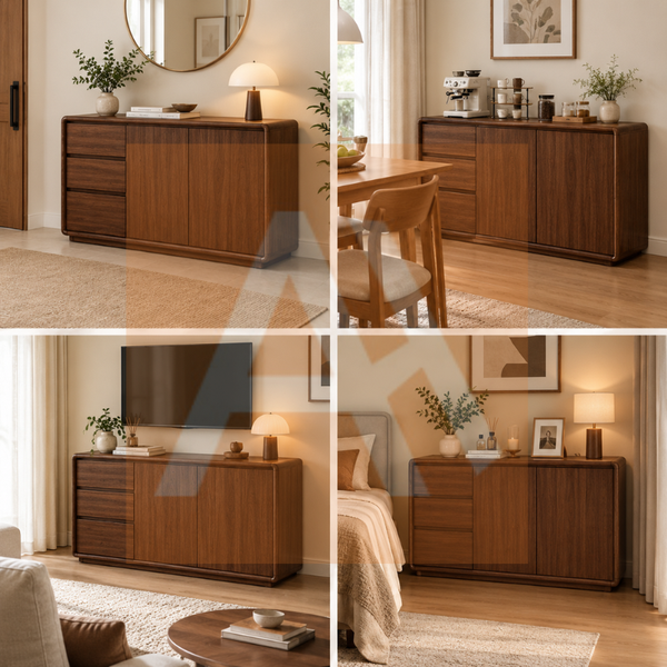 Aston 120cm Wooden Sideboard Cabinet | Multi-Purpose Storage