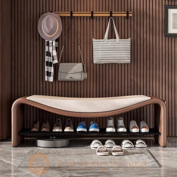 Harald 80cm modern shoe bench in Coffee colour for living room – Amazing Home Malaysia