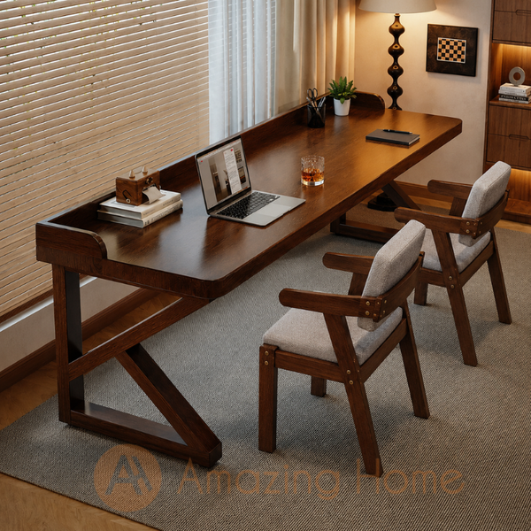 Dante 160cm solid wood study table office desk writing table with chairs