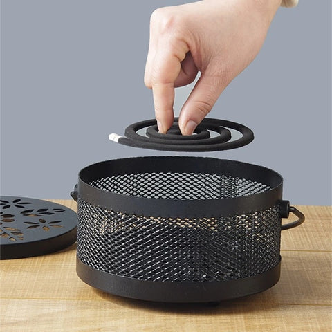 Amazing Home Mosquito Coil Holder Metal Tray With Cover Incense Burner