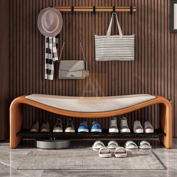 Harald 80cm Shoe Bench With Storage – Orange
