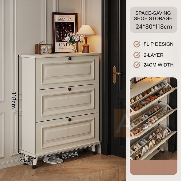 Howie 80cm Flip Door Shoe Cabinet Storage