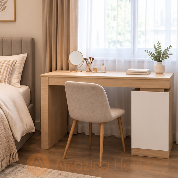 Study table with storage cabinet and reversible left or right side design
