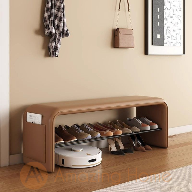 Harald Upholstered Entryway Shoe Storage Bench (Fully Assembled) Shoe Changing Stool
