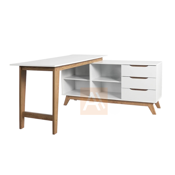 Tage L-Shaped Study Table With Storage | Writing & Office Table