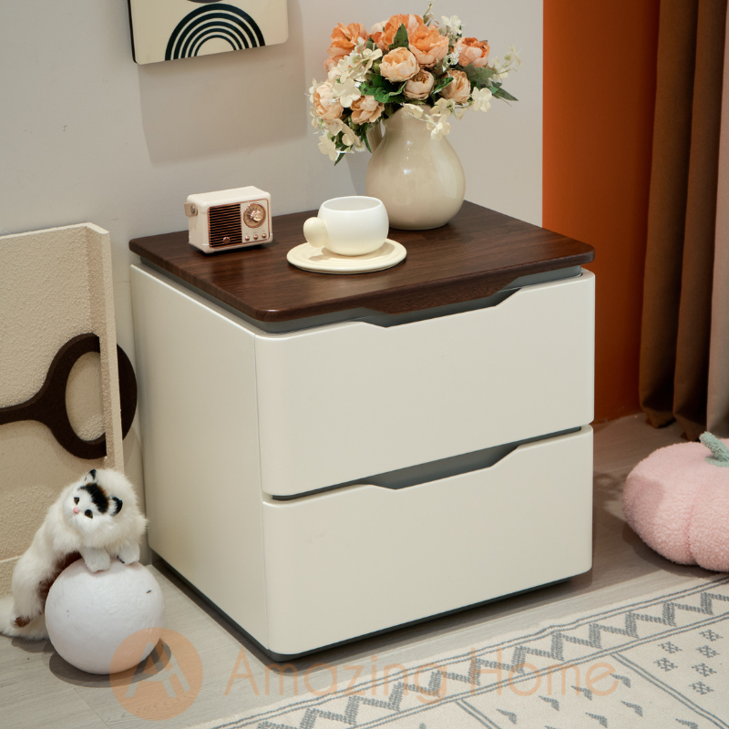 Blanca Bedside Cabinet Solid Wood 2 Drawer Bedside Table