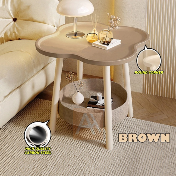 Snowy Double Layer Coffee Table Side Table Storage Rack Living Room Bedroom