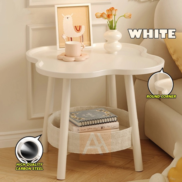 Snowy Double Layer Coffee Table Side Table Storage Rack Living Room Bedroom
