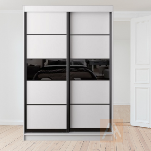 Hugo Sliding Door Line White Wardrobe Storage Cabinet