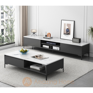 Soroya 160cm TV Cabinet Console Table With 120cm Coffee Table Set White/Grey