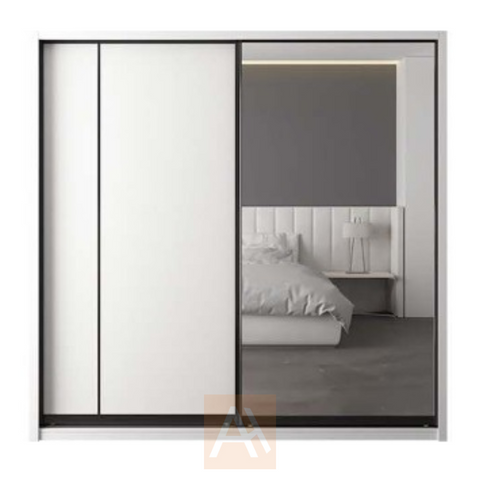 Edvin Half Mirror Sliding Door Wardrobe Storage Cabinet