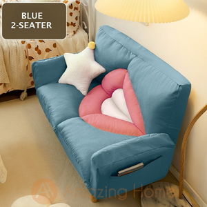 Solace 2 Seater Lazy Sofa Armrest Chair Sofa Bed Blue