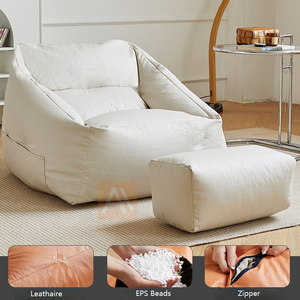Sereno Leathaire Lazy Sofa With Footrest Cream White