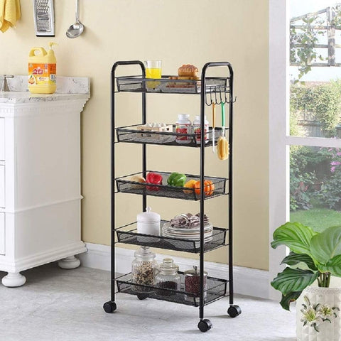 Amazing Home 5 Tier Multipurpose Storage Rack Trolley Shelving Unit
