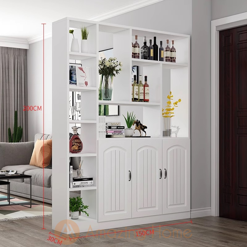 Aksel Entrance Cabinet 3 Door Side Shelf Hall Divider