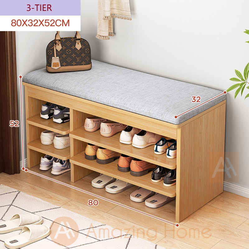Sakura Storage Bench Shoe Rack With Cushion Seat Medium