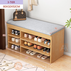 Sakura Storage Bench Shoe Rack With Cushion Seat Medium