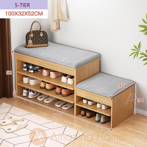 Sakura Storage Bench Shoe Rack With Cushion Seat Large