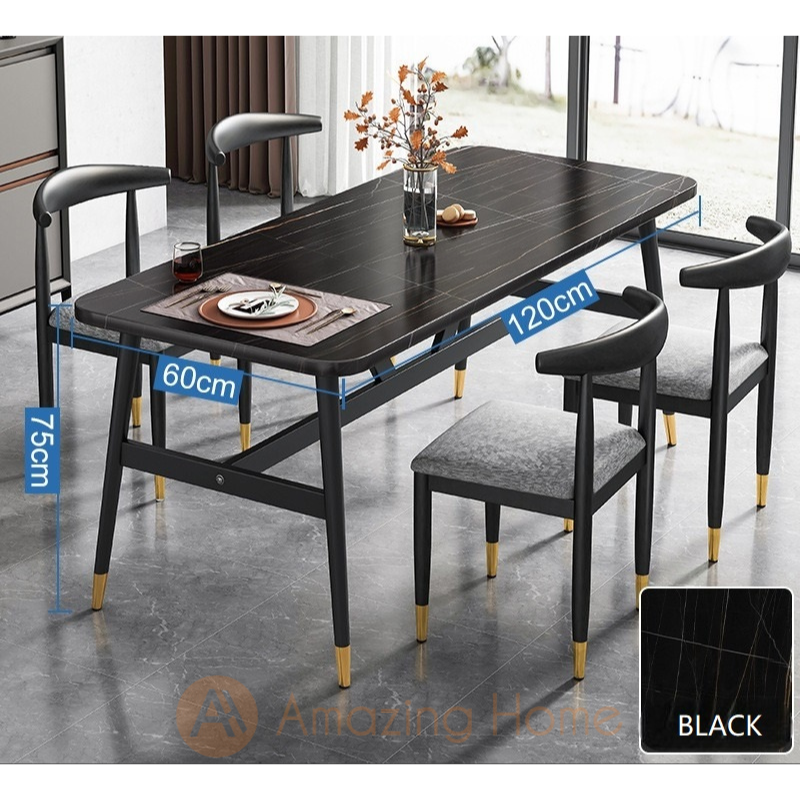 Eino 120cm Black Dining Table & Chair Set
