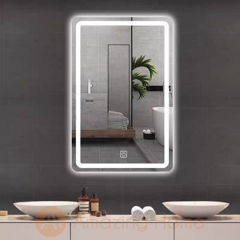 Clarus 70x50cm Rectangle Bathroom Mirror With 3 Colour LED Light Wall Vanity Mirror