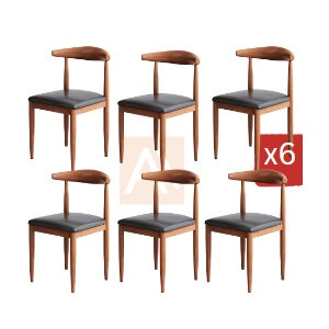 Axel Iron Backrest Chair Dark Oak/Black (Set of 6)